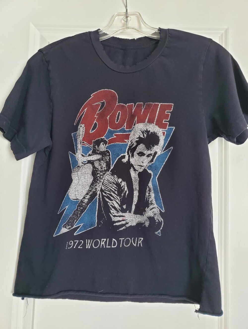 Distressed Bowie 1972 World Tour Graphic Tee Sz Sml